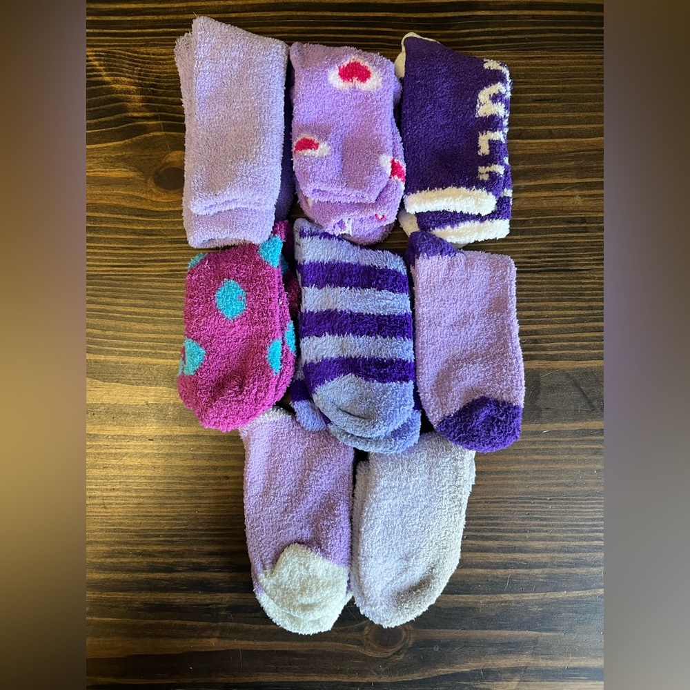 Purple Fuzzy Sock Bundle- 8 total